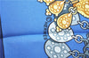 Authentic HERMES Carre 90 Scarf "KOSMIMA" Silk Blue J8643