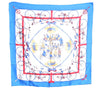 Authentic HERMES Carre 90 Scarf "LES BECANES" Silk Blue J8649