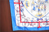 Authentic HERMES Carre 90 Scarf "LES BECANES" Silk Blue J8649