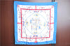 Authentic HERMES Carre 90 Scarf "LES BECANES" Silk Blue J8649