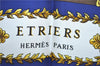 Authentic HERMES Carre 90 Scarf "ETRIERS" Silk Blue J8650