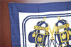 Authentic HERMES Carre 90 Scarf "BRIDES de GALA" Silk Navy Blue White J8652