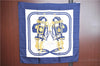 Authentic HERMES Carre 90 Scarf "BRIDES de GALA" Silk Navy Blue White J8652