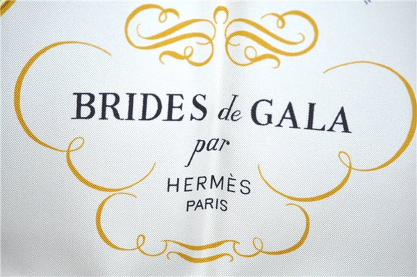 Authentic HERMES Carre 90 Scarf "BRIDES de GALA par" Silk Navy Paper Bag J8660