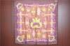 Authentic HERMES Carre 90 Scarf "FERRONNERIE" Silk Dark Purple Brown J8662