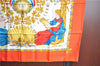 Authentic HERMES Carre 90 Scarf "LIBERTE EGALITE FRATERNITE" Silk Orange J8678