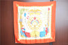 Authentic HERMES Carre 90 Scarf "LIBERTE EGALITE FRATERNITE" Silk Orange J8678