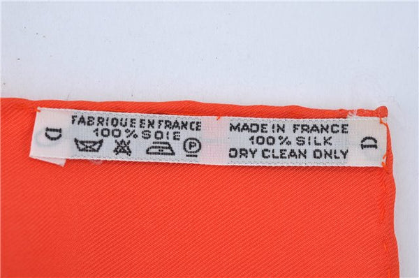 Authentic HERMES Carre 90 Scarf "LIBERTE EGALITE FRATERNITE" Silk Orange J8678