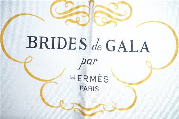 Authentic HERMES Carre 90 Scarf "BRIDES de GALA" Silk Navy Blue Box J8680