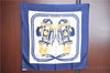 Authentic HERMES Carre 90 Scarf "BRIDES de GALA" Silk Navy Blue Box J8680