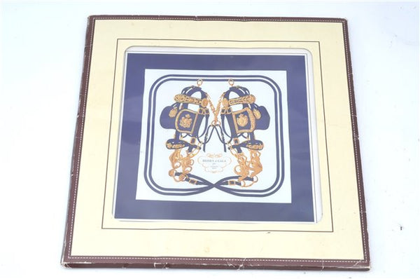 Authentic HERMES Carre 90 Scarf "BRIDES de GALA" Silk Navy Blue Box J8680