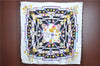 Authentic HERMES Carre 90 Scarf "Petite main" Silk White Black J8721