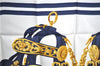 Authentic HERMES Carre 90 Scarf "BRIDES de GALA" Silk Navy Blue White J8722