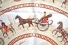 Auth HERMES Carre 90 Scarf "LA PROMENADE DE LONGCHAMPS" Silk Brown Box J8723