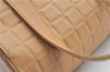 Authentic CHANEL Chocolate Bar Calf Skin CC Logo Shoulder Hand Bag Beige J8726