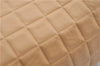 Authentic CHANEL Chocolate Bar Calf Skin CC Logo Shoulder Hand Bag Beige J8726