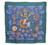 Authentic HERMES Carre 90 Scarf "LE ROY SOLEIL" Silk Green Navy J8735