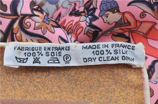 Authentic HERMES Carre 90 Scarf "CHASSE EN INDE" Silk Ivory J8736