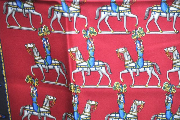 Authentic HERMES Carre 90 Scarf "LES ARTIFICIERS" Silk Gray Red J8740