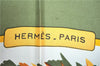 Authentic HERMES Carre 90 Scarf "COLS VERTS" Silk Khaki Green J8743