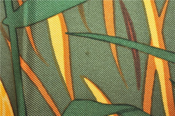 Authentic HERMES Carre 90 Scarf "COLS VERTS" Silk Khaki Green J8743