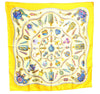 Authentic HERMES Carre 90 Scarf "Qu'importe le flacon..." Silk Yellow J8746