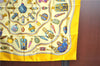 Authentic HERMES Carre 90 Scarf "Qu'importe le flacon..." Silk Yellow J8746