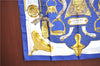 Authentic HERMES Carre 90 Scarf "ETRIERS" Silk Blue J8751