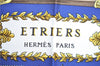 Authentic HERMES Carre 90 Scarf "ETRIERS" Silk Blue J8751