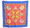 Authentic HERMES Carre 90 Scarf "LES TAMBOURS" Silk Blue J8752