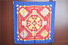 Authentic HERMES Carre 90 Scarf "LES TAMBOURS" Silk Blue J8752