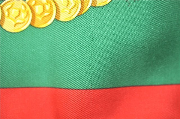 Authentic HERMES Carre 90 Scarf "KOSMIMA" Silk Red Green J8753