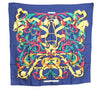 Authentic HERMES Carre 90 Scarf "LE MORS A LA CONETABLE" Silk Navy Blue J8754