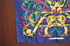 Authentic HERMES Carre 90 Scarf "LE MORS A LA CONETABLE" Silk Navy Blue J8754