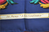 Authentic HERMES Carre 90 Scarf "LE MORS A LA CONETABLE" Silk Navy Blue J8754