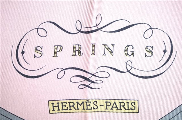 Authentic HERMES Carre 90 Scarf "SPRINGS" Silk Pink J8758