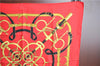 Authentic HERMES Carre 90 Scarf "EPERON D'OR" Silk Red J8761