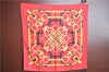 Authentic HERMES Carre 90 Scarf "EPERON D'OR" Silk Red J8761