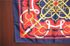 Authentic HERMES Carre 90 Scarf "Eperon d'or" Silk Navy Blue J8768