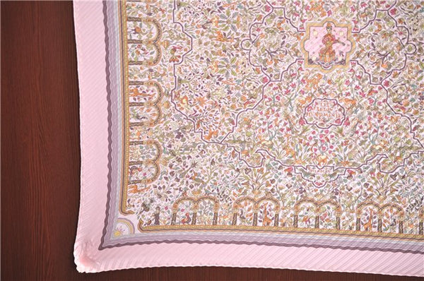 Authentic HERMES Pleats Scarf "LES JARDINS D'ARMENIE" Silk Pink J8770