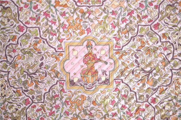 Authentic HERMES Pleats Scarf "LES JARDINS D'ARMENIE" Silk Pink J8770