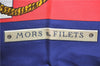 Authentic HERMES Carre 90 Scarf "MORS&FILETS" Silk Navy Blue J8771