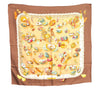 Authentic HERMES Carre 90 Scarf "COUVEE D'HERMES" Silk Brown Orange J8772