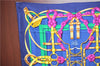 Authentic HERMES Carre 90 Scarf "CRANO MANAGE" Silk Navy Blue J8776