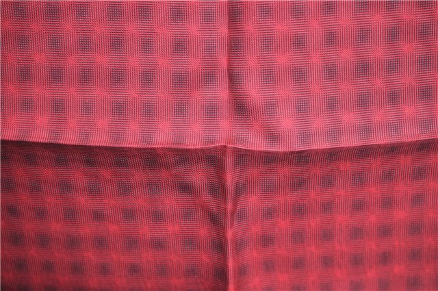 Authentic HERMES Petit Carre 40 Scarf Handkerchief Plaid Motif Silk Red J8780