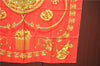 Authentic HERMES Carre 90 Scarf "LES CAVALIERS D'OR" Silk Red J8783