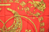 Authentic HERMES Carre 90 Scarf "LES CAVALIERS D'OR" Silk Red J8783