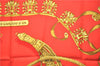 Authentic HERMES Carre 90 Scarf "LES CAVALIERS D'OR" Silk Red J8783