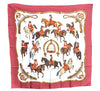 Authentic HERMES Carre 90 Scarf "REPRISE" Silk Bordeaux Red J8792