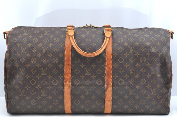 Authentic Louis Vuitton Monogram Keepall Bandouliere 60 M41412 Boston Bag J8797